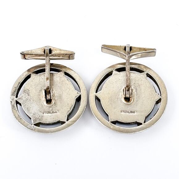 Vintage Sterling Silver 925 Black Onyx Cufflinks Men’s Jewelry - Picture 3 of 6